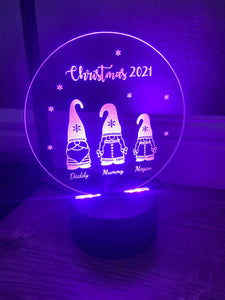 Gnome family LED light up display- 9 colour options with remote - Laser LLama Designs Ltd