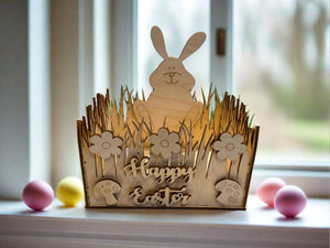Wooden Easter Bunny Basket - Laser LLama Designs Ltd
