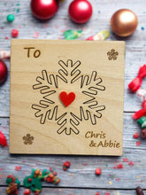 Load image into Gallery viewer, Wooden personalised 3D snowflake card - Laser LLama Designs Ltd