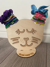 Load image into Gallery viewer, Personalised freestanding hair ties cat stand/holder - Laser LLama Designs Ltd