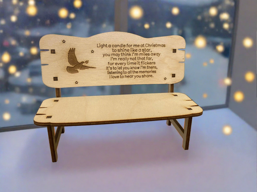 Wooden Christmas dove bench - Laser LLama Designs Ltd