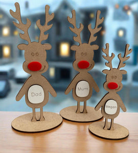 Wooden freestanding family reindeer - Laser LLama Designs Ltd