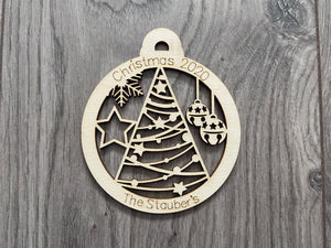 Wooden Christmas tree bauble - Laser LLama Designs Ltd