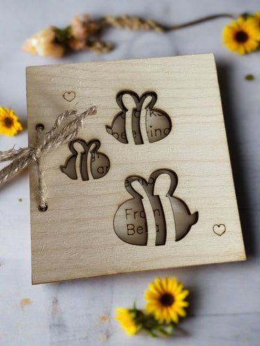 Wooden personalised bee card for teacher - Laser LLama Designs Ltd