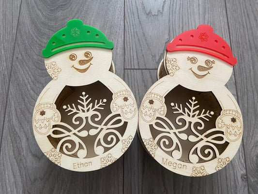 Wooden personalised snowman box - Laser LLama Designs Ltd