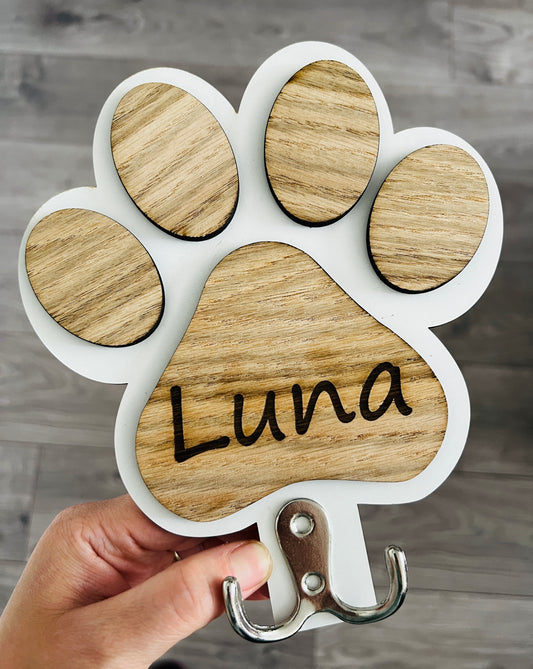 Personalised paw print pet  lead holder - Laser LLama Designs Ltd