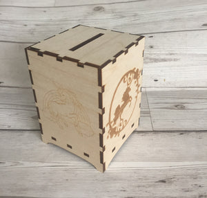 Wooden personalised unicorn money box - Laser LLama Designs Ltd