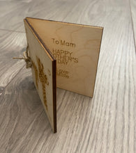 Load image into Gallery viewer, Wooden personalised folding card - giraffe design - Laser LLama Designs Ltd
