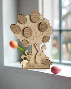 Wooden freestanding Easter tree bunnies - Laser LLama Designs Ltd