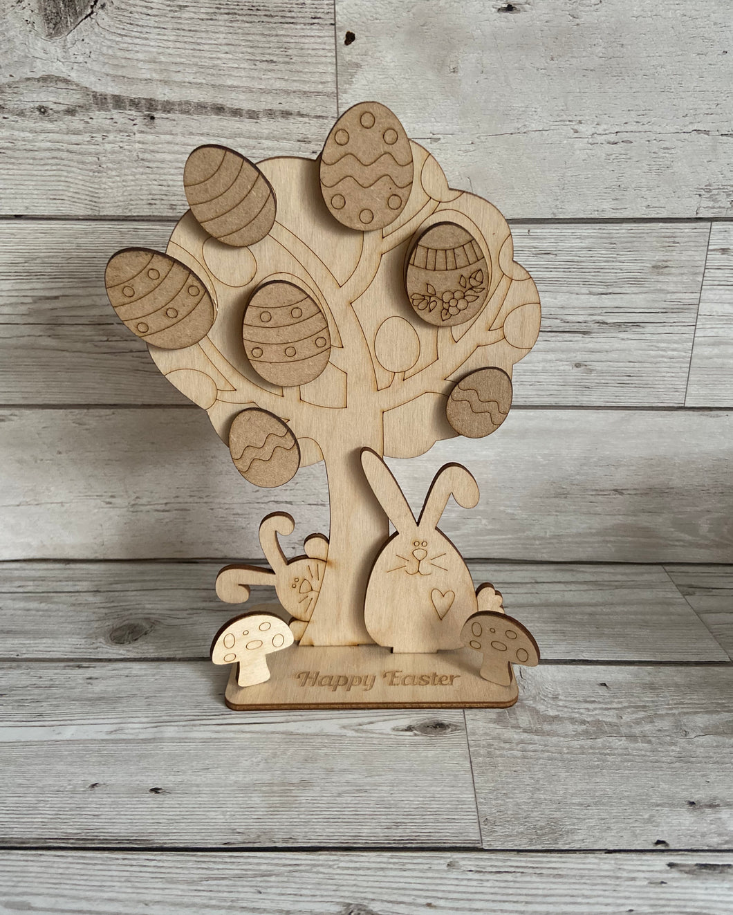 Wooden freestanding Easter tree bunnies - Laser LLama Designs Ltd