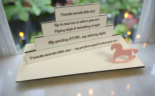 Wooden baby rocking horse memorial - Laser LLama Designs Ltd