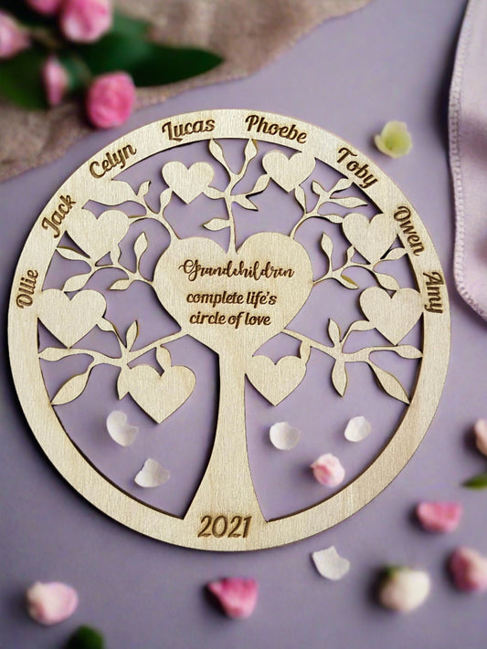 Personalised circle of life family tree - Laser LLama Designs Ltd