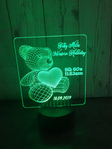 New baby , bear led light up display- 9 colour options with remote! - Laser LLama Designs Ltd