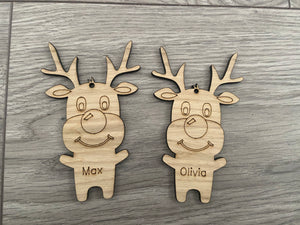 Oak veneer personalised Rudolph - Laser LLama Designs Ltd