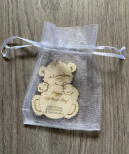 Load image into Gallery viewer, Wooden personalised bear in the bag -Happy Mother’s day - Laser LLama Designs Ltd