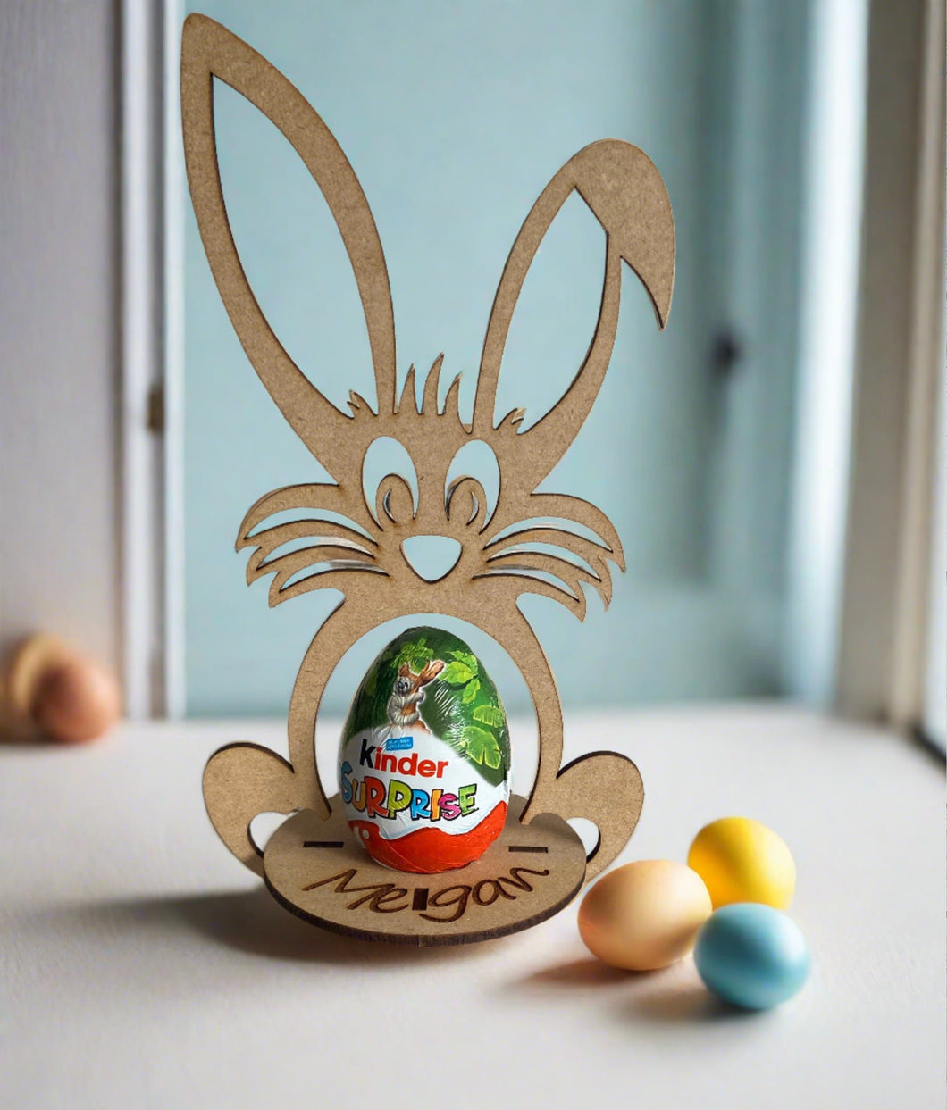 Wooden Personalised mdf bunny egg holder - Laser LLama Designs Ltd