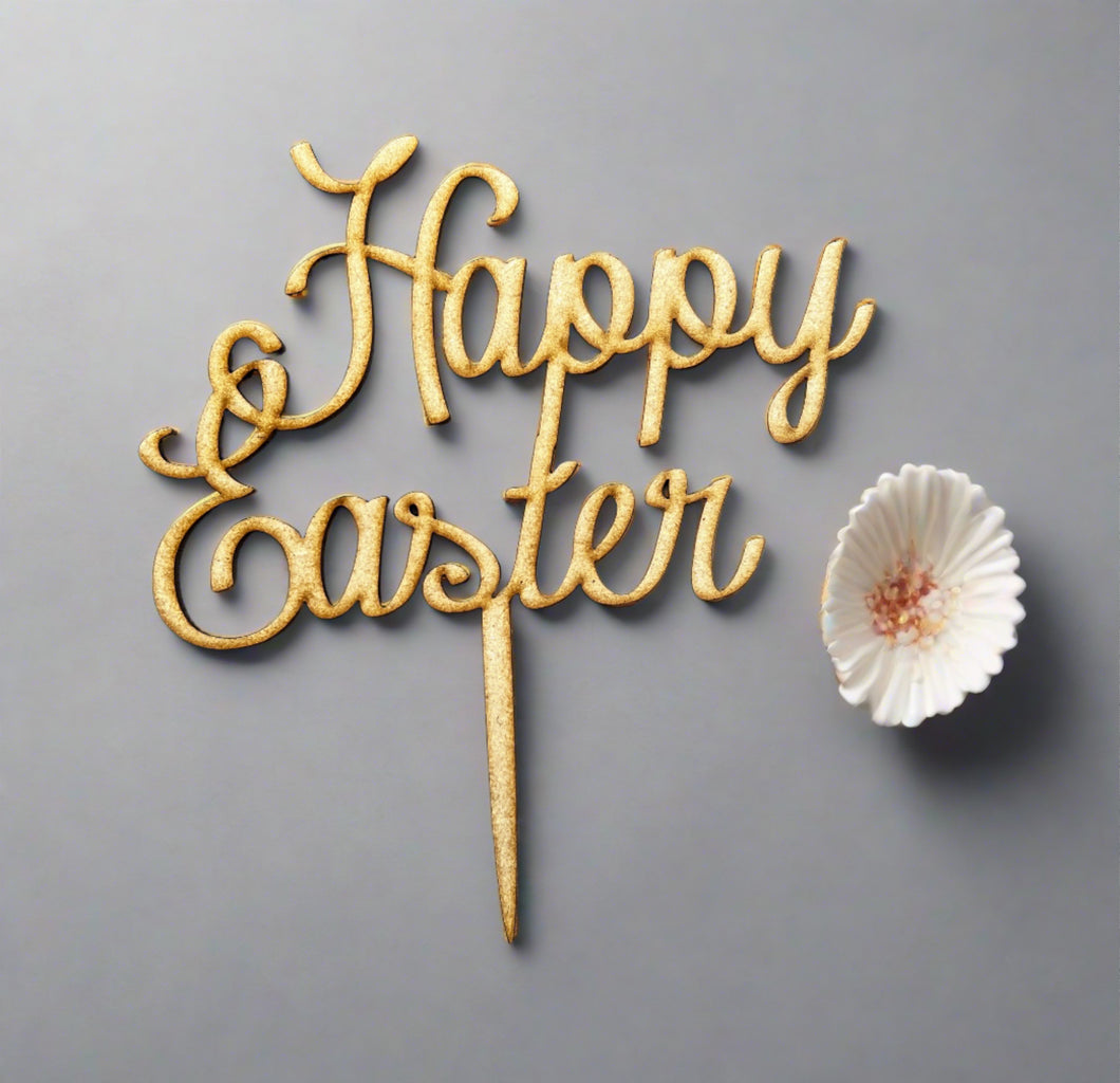 Happy Easter wooden cake topper - Laser LLama Designs Ltd