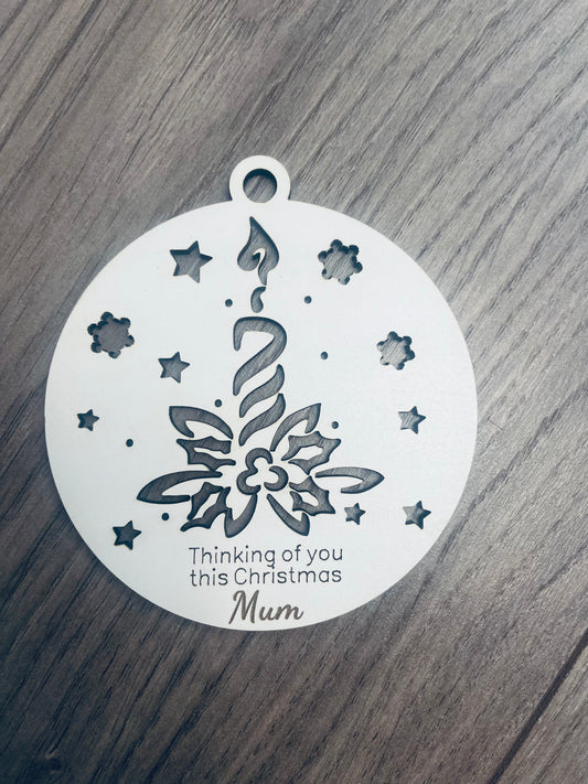 Wooden personalised Christmas candle bauble - Laser LLama Designs Ltd