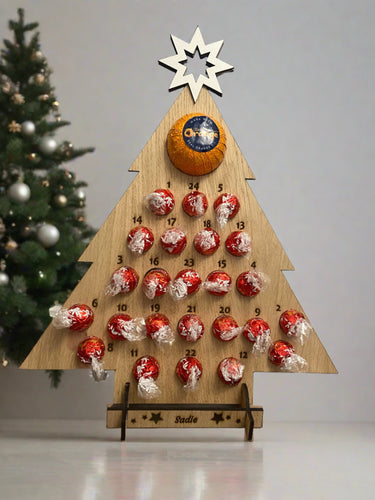 Wooden personalised Christmas tree advent calendar - Laser LLama Designs Ltd