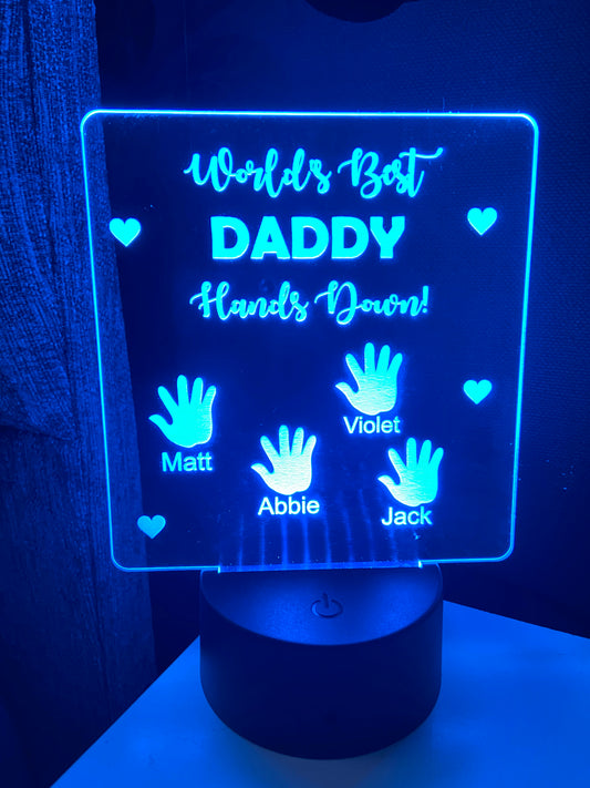Dad hands down  light up display- 9 colour options with remote! - Laser LLama Designs Ltd