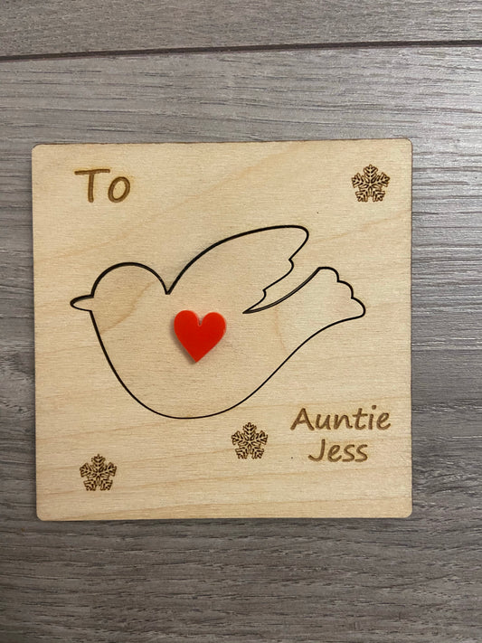 Wooden personalised 3d bird card - Laser LLama Designs Ltd