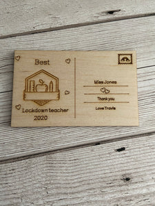 Little mini postcard for teacher -fridge magnet - Laser LLama Designs Ltd