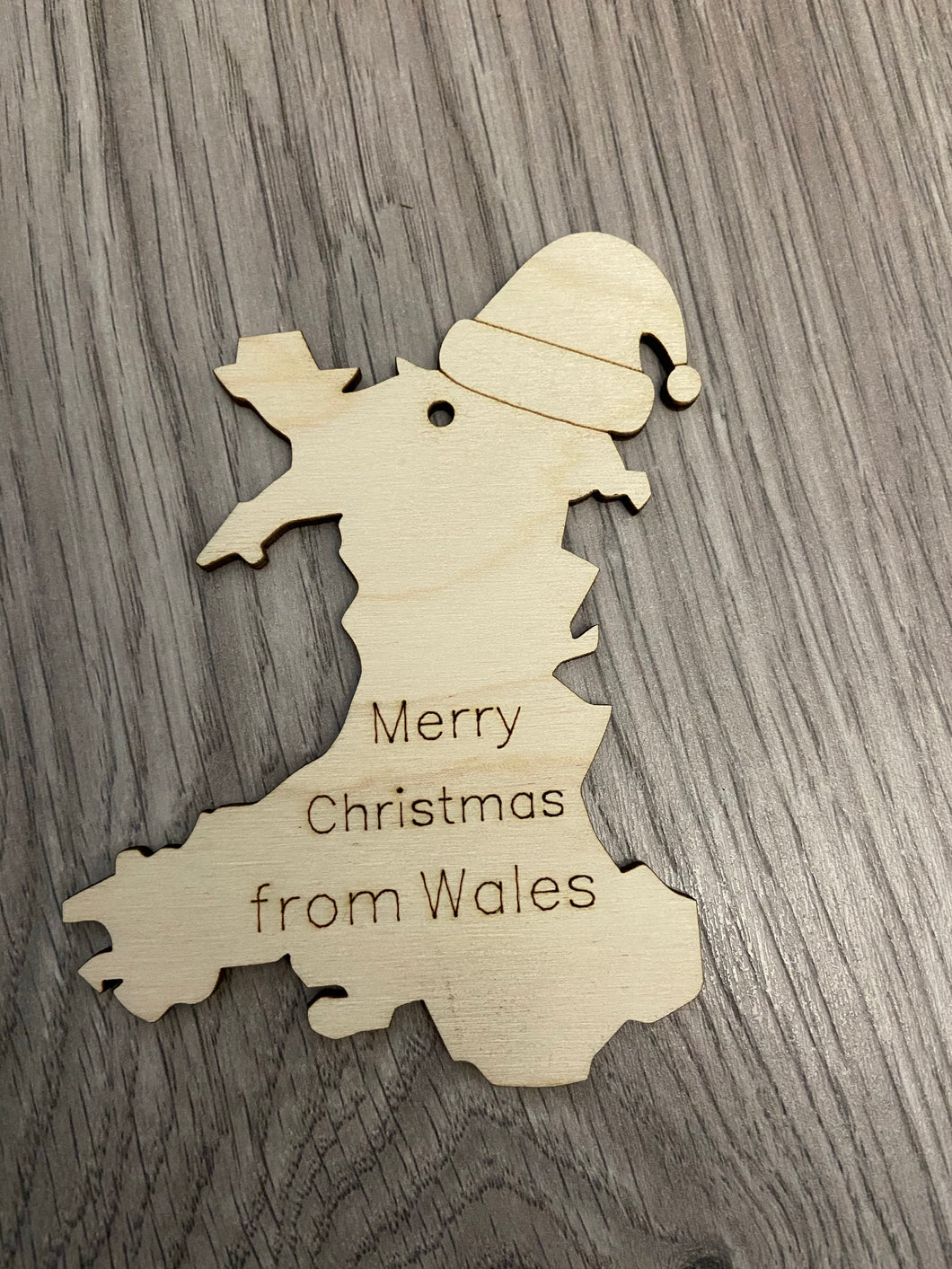 Christmas tree decoration Merry Christmas from Wales - Laser LLama Designs Ltd
