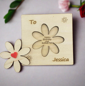 Wooden personalised 3d birthday card-flower - Laser LLama Designs Ltd