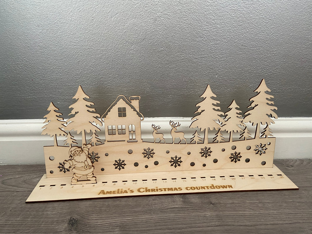 Wooden personalised Christmas countdown advent calendar-45cm ! - Laser LLama Designs Ltd