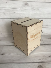 Load image into Gallery viewer, Wooden personalised unicorn money box - Laser LLama Designs Ltd