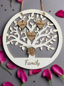 Circle wooden  family tree - Laser LLama Designs Ltd