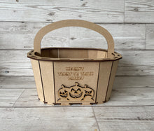 Load image into Gallery viewer, Wooden mdf personalised trick or treat  bucket - Laser LLama Designs Ltd