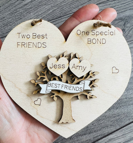 Best friends one bond wooden personalised plaque - Laser LLama Designs Ltd
