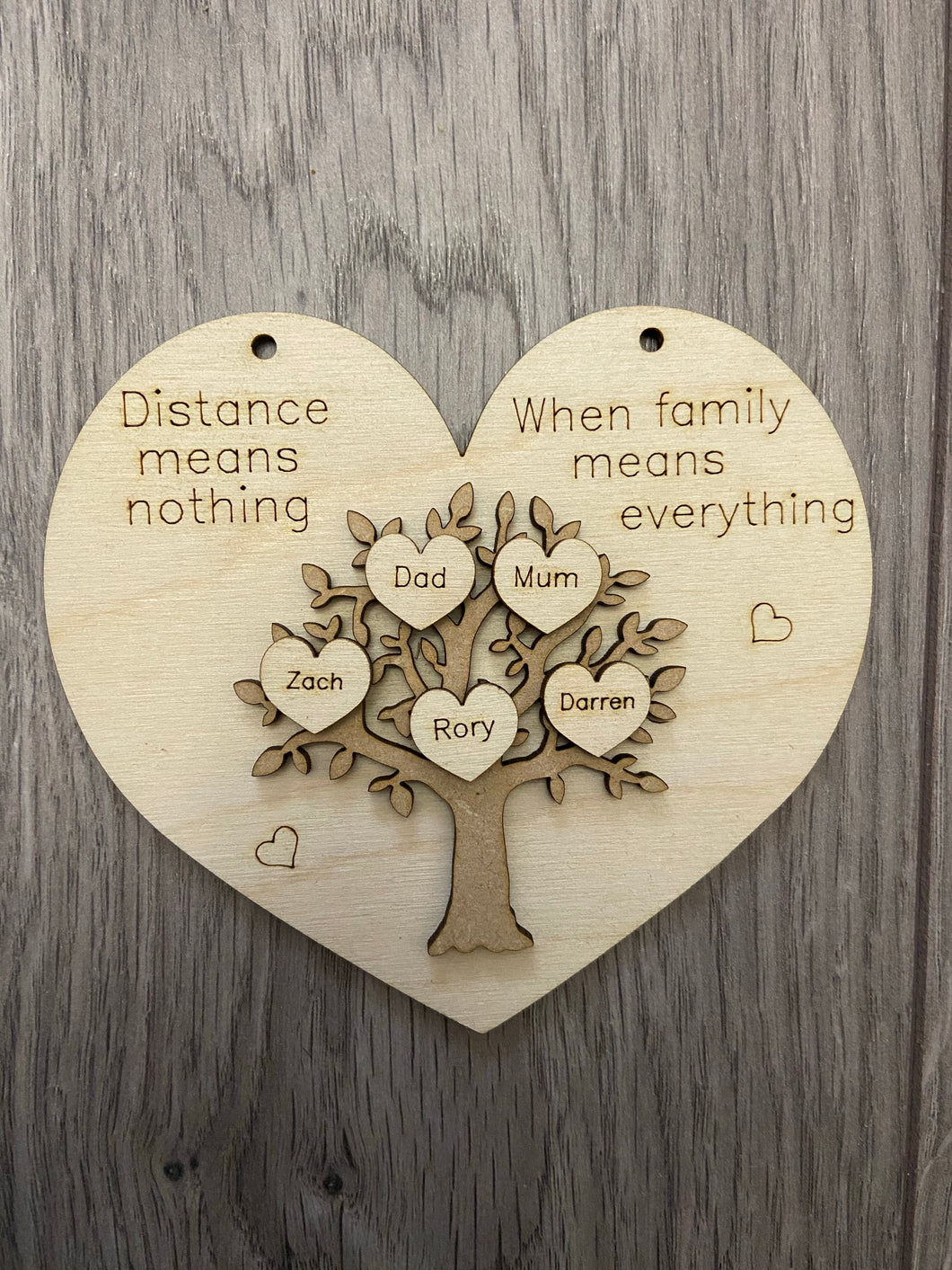 Wooden personalised distance means nothing plaque tree - Laser LLama Designs Ltd