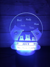 Load image into Gallery viewer, Bear family snow globe LED light up display- 9 colour options with remote - Laser LLama Designs Ltd