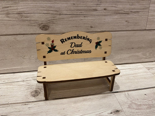Wooden personalised remembering printed Christmas bench - Laser LLama Designs Ltd