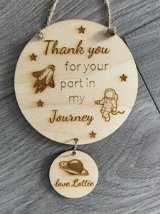 Wooden thank for your part in my journey plaque - Laser LLama Designs Ltd