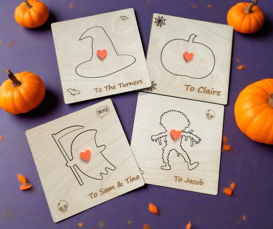 Wooden personalised 3d Halloween card - Laser LLama Designs Ltd