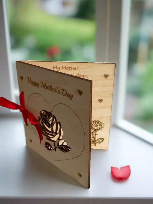 Wooden personalised Mother’s Day card - Laser LLama Designs Ltd