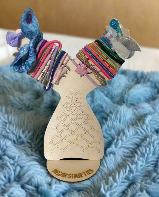 Personalised freestanding hair ties mermaid tail stand/holder - Laser LLama Designs Ltd