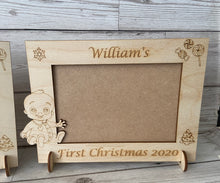 Load image into Gallery viewer, Personalised wooden first Christmas photo frame - Laser LLama Designs Ltd