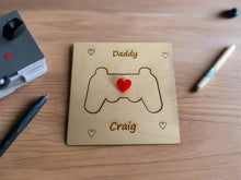 Load image into Gallery viewer, Wooden personalised 3D game controller card - Laser LLama Designs Ltd