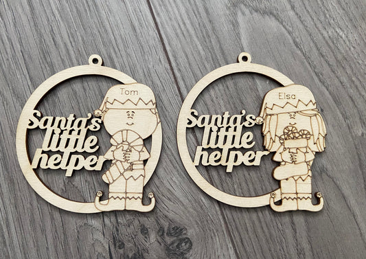 Santa’s little helper personalised bauble - Laser LLama Designs Ltd