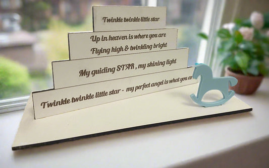 Wooden baby rocking horse memorial - Laser LLama Designs Ltd