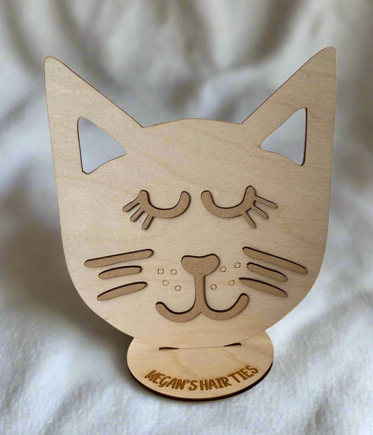 Personalised freestanding hair ties cat stand/holder - Laser LLama Designs Ltd