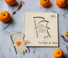 Load image into Gallery viewer, Wooden personalised 3d Halloween card - Laser LLama Designs Ltd