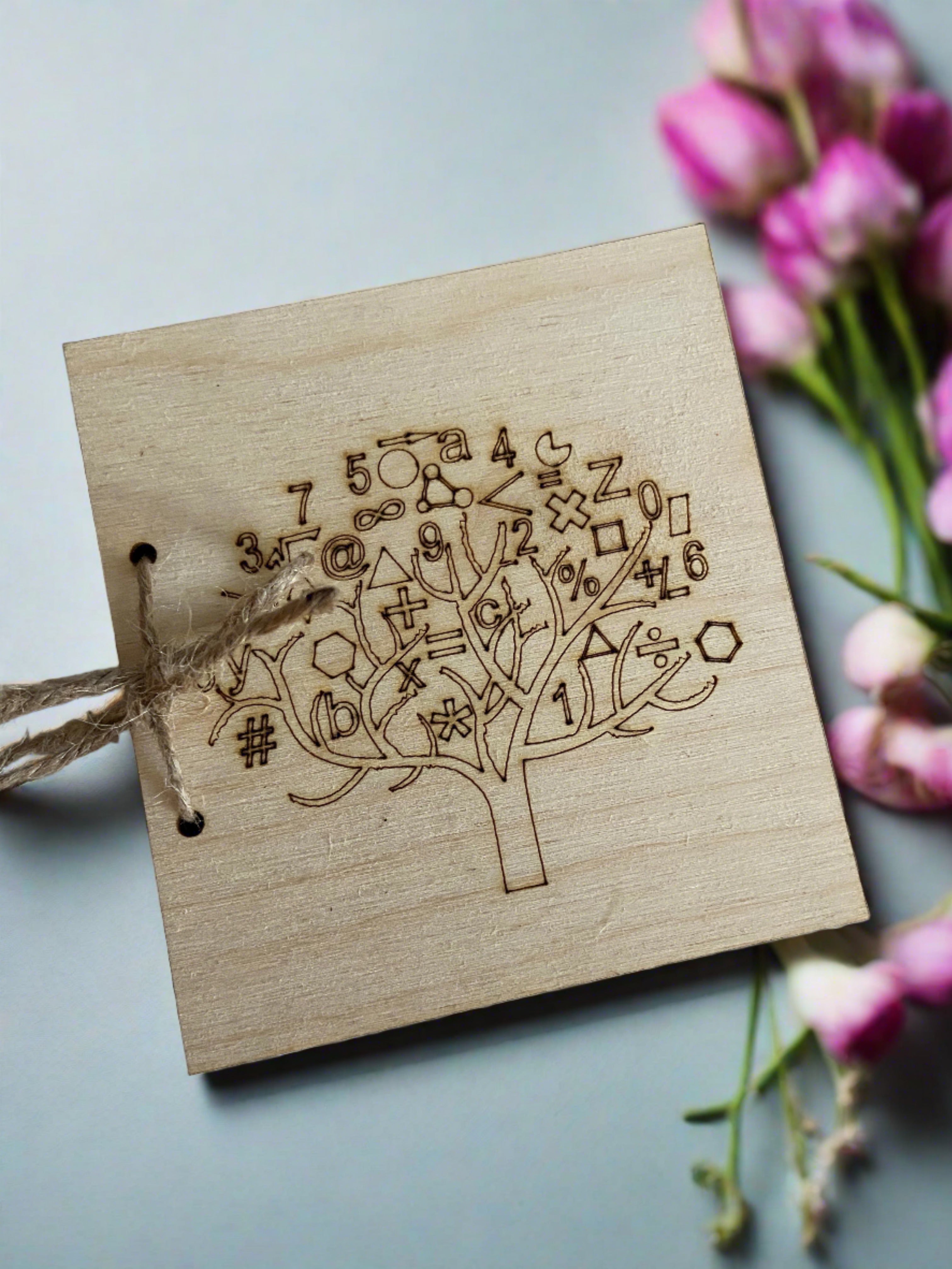 Tree Work Card Wooden personalised engraved tree card for teacher