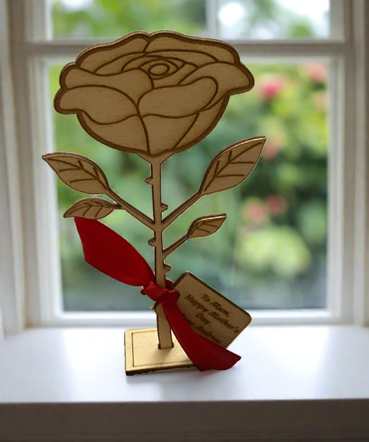 Wooden personalised freestanding rose - Laser LLama Designs Ltd
