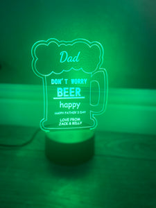 Beer led light up display- 9 colour options with remote! - Laser LLama Designs Ltd