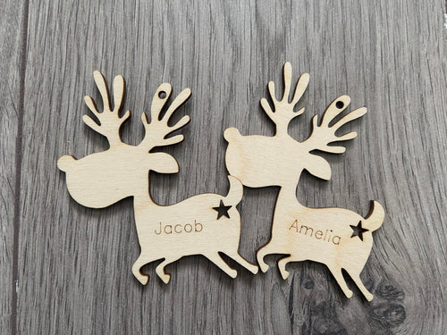 Wooden personalised reindeer with star - Laser LLama Designs Ltd